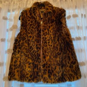 Cute leopard print fur vest